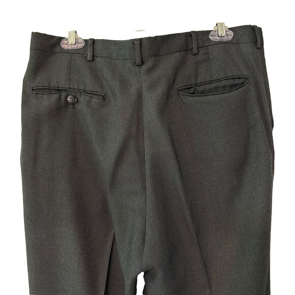 Men's Charcoal Dress Pants 34X32 RN 14946 Pleated Cuffed Great Condition - Picture 8 of 9